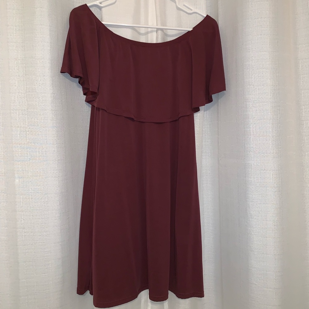 Plum Off the Shoulder Dress